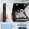 Carteira Vertical Ultra-Fina Personalizada com Slots Múltiplos para Cartões e Porta-Cartões Pop-Up Rfid Antifurto, Carteira de Couro Genuíno de Alta Capacidade para Homens