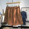 Liquidación de Marca: Etiqueta de Diseñador Etiqueta Cortada para Mujer Artísticos Delgados de Lino Pantalones Cortos de 5 Puntos, Casual Sueltos de Algodón y Lino Pantalones Cortos de Pierna Ancha
