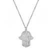 Cadena de suéter de hip hop de moda popular transfronteriza para mujer con microincrustaciones de circonita de diamante AAA completa collar creativo de palma de celebridad en línea al por mayor