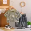 Conjunto de Ropa de Verano para Niños 2025 Conjunto de Dos Piezas de Manga Corta con Letras Inglesas de Verano para Edades 1-2-3 Ropa Infantil al por Mayor Moderno