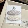 Grampo de Cabelo Xadrez Doce Coreano para Mulheres, Presilha BB Fofa e Versátil, Grampo de Cabelo Oval com Bolinhas, Presilha para Franja, Acessórios de Cabelo para Mulheres Atacado
