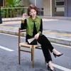 2026 Nuevo Estilo Conjunto de Primavera para Mamá Traje de Terciopelo, Elegante Chaqueta Chaleco Retro para Personas de Mediana Edad y Mayores Primavera y Otoño, Estilo Chino