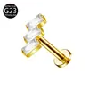 Brincos de Tarraxa Planos de Liga de Titânio 0.9 Rosca Studs para Cartilagem da Orelha Borboleta Incrustada Zircônia Studs Geométricos para Cartilagem Studs para Lábio G23