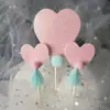 Tarjeta de amor fiesta creativa decoración de pastel de cumpleaños inserto tarjeta dorada en forma de corazón boda mesa de postres enchufe
