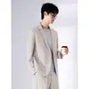 Estilo Coreano Primavera e Outono Solto Estilo de Negócios Casual Blazer de Terno Tops de Alta Qualidade Sem Ferro Ombreira Pequeno Terno Jaqueta Masculina