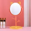 Espejo de maquillaje de escritorio con orejas de gato, espejo de princesa de dibujos animados en HD, espejo de tocador de escritorio para dormitorio, espejo de maquillaje giratorio de moda.