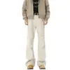 Jeans Retro Americanos Grises Scimitar para Hombre, Nuevo Estilo de Primavera, Rectos Plisados, Estilo Urbano Delgado, Pantalones Lavados Ligeramente Acampanados