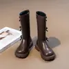 Botas Altas de Mariposa para Niñas Estilo Otoño/Invierno 2026 Moda Infantil Versátiles Zapatos Casuales Elegantes Zapatos Cálidos de Algodón de Princesa