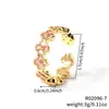 Moxi Niche Lujo Ligero para Mujer Gama Alta Colorido Trébol de Cuatro Hojas Microincrustado Circonita Anillo Abierto Joyería de Mano Venta al por Mayor