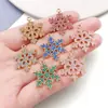 Copos de Nieve Dorados Navideños Accesorios DIY Colgantes de Aleación Esmaltada Pendientes Collares Colgantes para Llavero