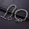 Pulseira Trançada de Aço Inoxidável Estilo Esportivo Japonês e Coreano Transfronteiriça para Homens, Pulseira de Corrente de Aço Titânio, Corrente Grossa Feita à Mão com Fecho OT