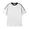 Camiseta de manga corta raglán oversize retro americana para hombre y mujer, marca de moda hip-hop, top de rayas gruesas para parejas, manga corta