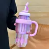 Vaso de agua grande a prueba de roturas, portátil, elegante vaso para hielo con pajilla, resistente a altas temperaturas, plástico de grado alimenticio, lindo regalo