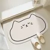 Tapete de banheiro de terra de diatomáceas, design simples, tema de gato, absorvente, secagem rápida, antiderrapante e resistente a manchas, adequado para uso na entrada, disponível para dropshipping
