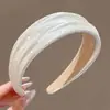 Diadema vintage de lunares plisada de ala ancha para mujer, casual y única, con un toque de alta gama, diadema versátil que hace que la cabeza se vea más alta y el rostro parezca más pequeño