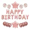 Set de Globos de Feliz Cumpleaños Globo de Látex con Lentejuelas Decoración de Fiesta Globo de Película de Aluminio Letra Decoración de Cumpleaños Arreglo de Ambiente