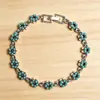Pulsera Bohemio Étnico Retro Turquesa, Sensación de Lujo Ligero y Gama Alta, Pulsera Colorida Incrustada con Diamantes, Joyería de Mano de Moda Estilo Tíbet