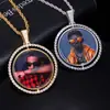 Hip-Hop Europeu e Americano Transfronteiriço Cobre Incrustado Zircônia Pingente de Foto Grande Redondo Rotativo Moldura de Foto Comemorativa Colar Masculino Personalização
