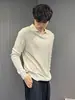 Suéter de punto casual simple y exquisito para hombre, estilo italiano, con cuello solapa, old money, de manga larga, color liso, versátil para otoño e invierno