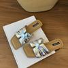 261-4 Verano Nuevo Simple Color Sólido talla extra Grande Sandalias Planas Casuales de Una Sola Tira y Chanclas Calzado Femenino Talla Extra Ampliado
