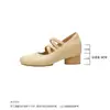 Bailarinas retro de punta cuadrada con tiras cruzadas para mujer, moda versátil de otoño 2026, zapatos Mary Jane poco profundos de tacón alto