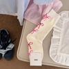Meias Estilo Coreano Ins IOULOR com Laço Algodão Novas Doces de Nicho Sem Costura Meias para Meninas Meia-calça Empilhada