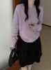 26 Nova Coleção de Outono: Blusa de tricô básica de cor sólida estilo coreano com gola redonda e mangas compridas, versátil para looks casuais e de trabalho, peça base feminina