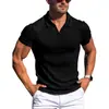 Roupas Masculinas de Verão Estilo Old Money Esportes ao Ar Livre Slim Fit Top Casual Masculino Texturizado Camisa Polo de Manga Curta