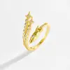 Anillo Abierto Ajustable Estrella de Cuatro Puntas Bala Europea y Americana Anillo Retro Ajustable Diamante Circonita Joyería de Lujo Ligero