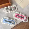 Pinza de BB con Encaje y Cuadros Estilo Coreano para Niñas, Accesorio para el Cabello de Dibujos Animados en Color Café con Leche, Pinza Lateral
