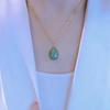 Colar com pingente de gota d'água verde design de nicho corrente clavícula celebridade da internet Alto senso moda simples temperamento de luxo leve colar