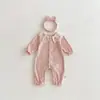 Flm2025 Otoño Bebé Niña Mamelucos de Bebé Estilo Coreano Cuello Redondo Manga Larga Cuello de Muñeca Dulce Mameluco