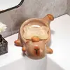 Jabonera de cerámica de capibara linda al por mayor para baño del hogar, soporte para jabón con drenaje, almacenamiento de baño sin taladro