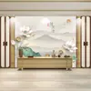 Nuevo estilo chino parrilla sala de té sala de estar fondo papel tapiz paisaje flores y pájaros mural artístico medicina tradicional china masaje recolección de oídos tienda papel tapiz