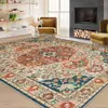 Alfombra Resistente a Manchas para Sala de Estar Persa, Alfombrilla Retro Bohemia para Mesita de Noche, Felpudo Plegable para Dormitorio de Fácil Cuidado, Alfombra Decorativa