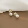 Aretes de Perla Camelia de Alta Gama Lujo Ligero Elegantes Simples Moda Aretes de Flores Plato para Incienso de Mosquitos Clip para la Oreja Sin Agujeros en la Oreja