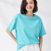 Camiseta de algodón peinado de verano 200g algodón para hombre y mujer mismo color cuello redondo holgada talla grande deportiva casual color manga corta