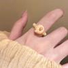 Anillo de Perlas de Pan de Garra de Gato Lindo de Dibujos Animados Nicho Simple Anillo de Dedo Abierto Dulce Combinación Total Anillo Elegante