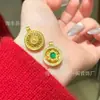 Venta al por mayor del fabricante Xiaohongdian Brújula de Ocho Tesoros de Jade Verde Peligroso para el Sol Natural Colgante Plata S925 Incrustada Nueva Chinoiserie Mujer
