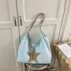 Bolso de hombro de lona de moda de alto valor, bolso casual de estudiante estrella, bolso de mano moderno y personalizado de gran capacidad