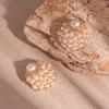 Pendientes de Botón Geométricos de Imitación Perla Retro con Diamantes, Estilo Francés de Moda, Lujo Ligero, Estilo Nicho, Pendientes de Alta Gama para Mujer