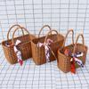 Cesta de picnic cuadrada de plástico tejido con imitación de ratán, asa, cesta de imitación de ratán, cesta de compras, cesta para verduras, cesta para recoger fruta, cesta para frutas y verduras
