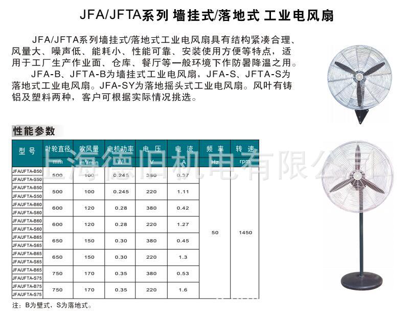 JFA工业风扇落地式壁式
