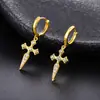 Pendientes de Cruz con Circonita Estilo Rock para Hombre, Pendientes de Lujo Ligero y Diseño Europeo y Americano de Alta Gama, Clips para Orejas de Mujer, Accesorios de Moda