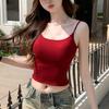 H587 Top feminino com alça fina e ajuste fino, sexy, para meninas, com bojo interno, verão, camiseta all-match