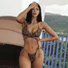 Biquíni de venda quente para 2025 para comércio exterior, maiô sexy com alça e estampa de leopardo, site independente AliExpress moda praia