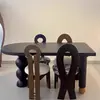 Mesa de Jantar e Cadeiras Simples Francesas de Madeira Maciça Preta Estilo Nórdico Meio do Século Mesa de Jantar Semi-Oval tipo Ilha Contra a Parede Mesa Longa Criativa