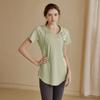 Loose Slimming Hip Cobrindo Mid-length Sports T-shirt de manga curta Profissional de secagem rápida com capuz T-shirt Yoga Blusa