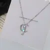Collar Gato de la Luna con Circonita Amanecer de Primavera Colgante Japonés y Coreano Fuente de Regalo para Transmisión en Vivo Cadena para Clavícula Gato Pequeño Piedra Lunar