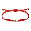Joyería Artesanal Popular de Europa y América, Pulsera de Nudo Vajra Tejida a Mano Pura, Hilo Rojo para la Buena Suerte, Pulsera con Cuentas de Transferencia Doradas